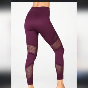 Fabletics Plum Mesh Panel Leggings